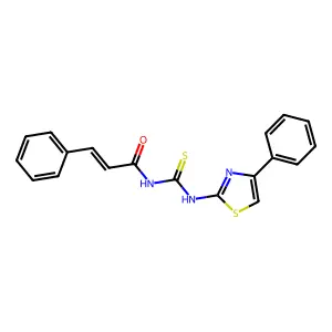 (E)-3-phenyl-N-[(4-phenyl-1,3-thiazol-2-yl)carbamothioyl]prop-2-enamide structure