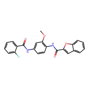 N-[4-[(2-fluorobenzoyl)amino]-2-methoxyphenyl]-1-benzofuran-2-carboxamide structure
