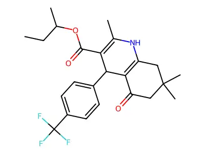 butan-2-yl 2,7,7-trimethyl-5-oxo-4-[4-(trifluoromethyl)phenyl]-1,4,5,6,7,8-hexahydroquinoline-3-carboxylate structure