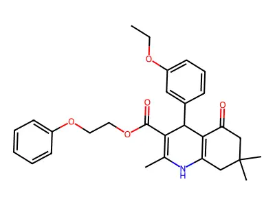 2-phenoxyethyl 4-(3-ethoxyphenyl)-2,7,7-trimethyl-5-oxo-1,4,5,6,7,8-hexahydroquinoline-3-carboxylate structure
