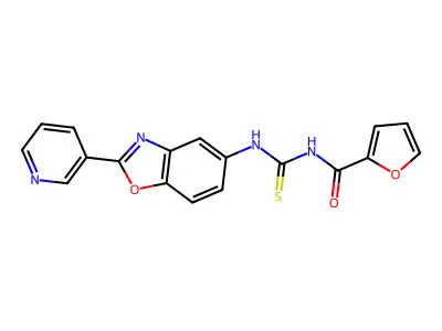 N-[(2-pyridin-3-yl-1,3-benzoxazol-5-yl)carbamothioyl]furan-2-carboxamide structure
