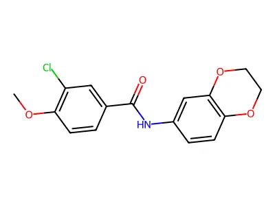 3-chloro-N-(2,3-dihydro-1,4-benzodioxin-6-yl)-4-methoxybenzamide structure