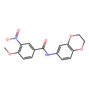 N-(2,3-dihydro-1,4-benzodioxin-6-yl)-4-methoxy-3-nitrobenzamide structure