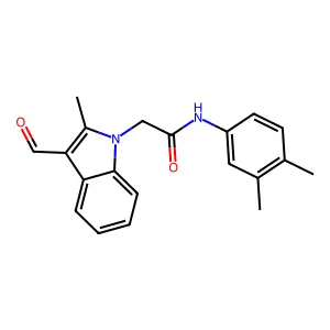 N-(3,4-dimethylphenyl)-2-(3-formyl-2-methyl-1H-indol-1-yl)acetamide structure