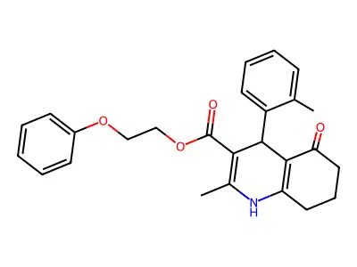 2-phenoxyethyl 2-methyl-4-(2-methylphenyl)-5-oxo-1,4,5,6,7,8-hexahydroquinoline-3-carboxylate structure