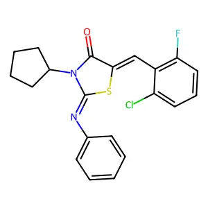 5-(2-chloro-6-fluorobenzylidene)-3-cyclopentyl-2-(phenylimino)-1,3-thiazolidin-4-one structure