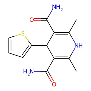 2,6-Dimethyl-4-thiophen-2-yl-1,4-dihydropyridine-3,5-dicarboxamide structure