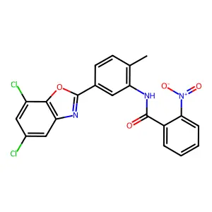 N-[5-(5,7-dichloro-1,3-benzoxazol-2-yl)-2-methylphenyl]-2-nitrobenzamide structure