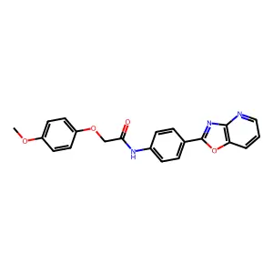 2-(4-methoxyphenoxy)-N-[4-([1,3]oxazolo[4,5-b]pyridin-2-yl)phenyl]acetamide structure