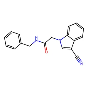N-benzyl-2-(3-cyano-1H-indol-1-yl)acetamide structure