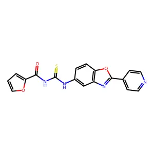 N-[(2-pyridin-4-yl-1,3-benzoxazol-5-yl)carbamothioyl]furan-2-carboxamide structure