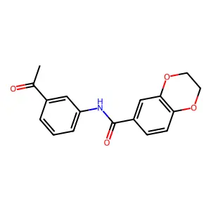 N-(3-acetylphenyl)-2,3-dihydro-1,4-benzodioxine-6-carboxamide structure