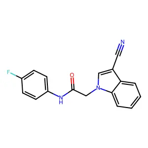 2-(3-cyano-1H-indol-1-yl)-N-(4-fluorophenyl)acetamide structure
