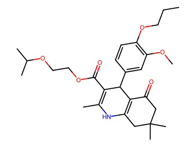2-(propan-2-yloxy)ethyl 4-(3-methoxy-4-propoxyphenyl)-2,7,7-trimethyl-5-oxo-1,4,5,6,7,8-hexahydroquinoline-3-carboxylate structure