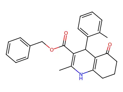 benzyl 2-methyl-4-(2-methylphenyl)-5-oxo-1,4,5,6,7,8-hexahydroquinoline-3-carboxylate structure