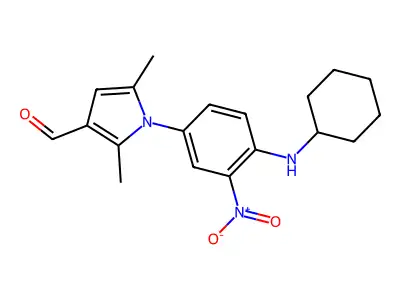 1-[4-(cyclohexylamino)-3-nitrophenyl]-2,5-dimethyl-1H-pyrrole-3-carbaldehyde structure