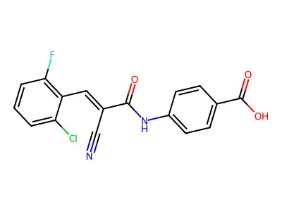 4-[3-(2-Chloro-6-fluorophenyl)-2-cyanoprop-2-enamido]benzoic acid structure