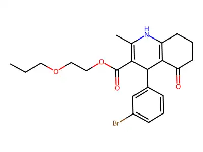 2-propoxyethyl 4-(3-bromophenyl)-2-methyl-5-oxo-1,4,5,6,7,8-hexahydroquinoline-3-carboxylate structure