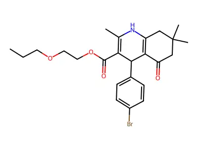 2-propoxyethyl 4-(4-bromophenyl)-2,7,7-trimethyl-5-oxo-1,4,5,6,7,8-hexahydro-3-quinolinecarboxylate structure