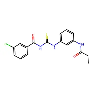 3-chloro-N-[[3-(propanoylamino)phenyl]carbamothioyl]benzamide structure