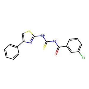 3-chloro-N-[(4-phenyl-1,3-thiazol-2-yl)carbamothioyl]benzamide structure