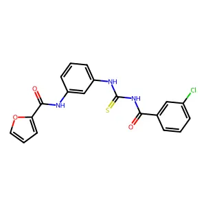 N-[3-[(3-chlorobenzoyl)carbamothioylamino]phenyl]furan-2-carboxamide structure