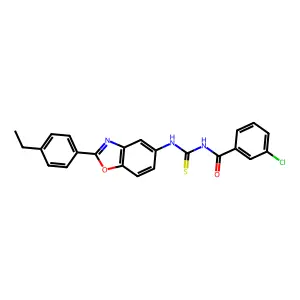 3-chloro-N-[[2-(4-ethylphenyl)-1,3-benzoxazol-5-yl]carbamothioyl]benzamide structure