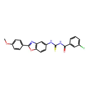 3-chloro-N-[[2-(4-methoxyphenyl)-1,3-benzoxazol-5-yl]carbamothioyl]benzamide structure