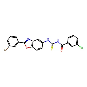 N-[[2-(3-bromophenyl)-1,3-benzoxazol-5-yl]carbamothioyl]-3-chlorobenzamide structure