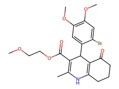 2-methoxyethyl 4-(2-bromo-4,5-dimethoxyphenyl)-2-methyl-5-oxo-1,4,5,6,7,8-hexahydroquinoline-3-carboxylate structure