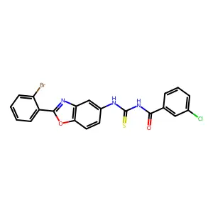 N-[[2-(2-bromophenyl)-1,3-benzoxazol-5-yl]carbamothioyl]-3-chlorobenzamide structure