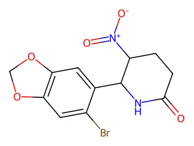 6-(6-Bromo-1,3-benzodioxol-5-yl)-5-nitropiperidin-2-one structure