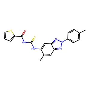 N-[[6-methyl-2-(4-methylphenyl)benzotriazol-5-yl]carbamothioyl]thiophene-2-carboxamide structure