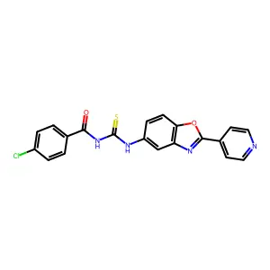 4-chloro-N-[(2-pyridin-4-yl-1,3-benzoxazol-5-yl)carbamothioyl]benzamide structure