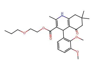 2-propoxyethyl 4-(2,3-dimethoxyphenyl)-2,7,7-trimethyl-5-oxo-1,4,5,6,7,8-hexahydroquinoline-3-carboxylate structure