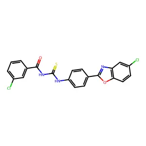 3-chloro-N-[[4-(5-chloro-1,3-benzoxazol-2-yl)phenyl]carbamothioyl]benzamide structure
