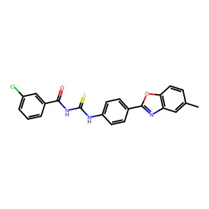 3-chloro-N-[[4-(5-methyl-1,3-benzoxazol-2-yl)phenyl]carbamothioyl]benzamide structure