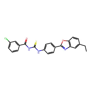 3-chloro-N-[[4-(5-ethyl-1,3-benzoxazol-2-yl)phenyl]carbamothioyl]benzamide structure