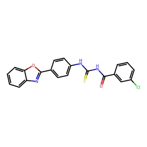 N-[[4-(1,3-benzoxazol-2-yl)phenyl]carbamothioyl]-3-chlorobenzamide structure
