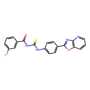 3-chloro-N-[[4-([1,3]oxazolo[4,5-b]pyridin-2-yl)phenyl]carbamothioyl]benzamide structure