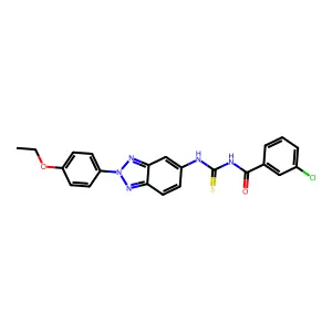 3-chloro-N-[[2-(4-ethoxyphenyl)benzotriazol-5-yl]carbamothioyl]benzamide structure