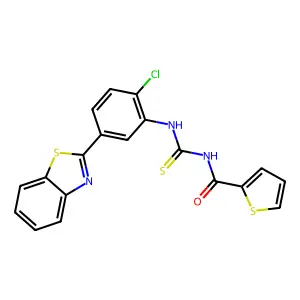 N-[[5-(1,3-benzothiazol-2-yl)-2-chlorophenyl]carbamothioyl]thiophene-2-carboxamide structure