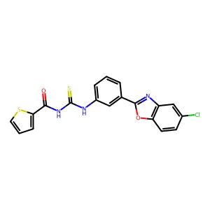 N-{[3-(5-chloro-1,3-benzoxazol-2-yl)phenyl]carbamothioyl}thiophene-2-carboxamide structure