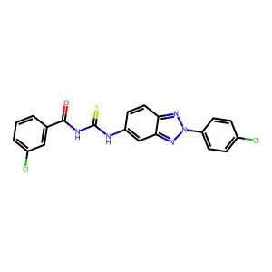 3-chloro-N-{[2-(4-chlorophenyl)-2H-benzotriazol-5-yl]carbamothioyl}benzamide structure