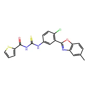 N-[[[4-Chloro-3-(5-methyl-2-benzoxazolyl)phenyl]amino]thioxomethyl]-2-thiophenecarboxamide structure