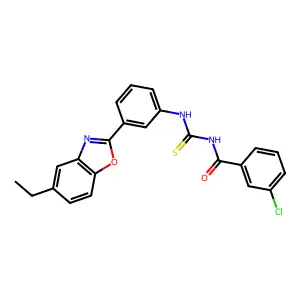 3-chloro-N-[[3-(5-ethyl-1,3-benzoxazol-2-yl)phenyl]carbamothioyl]benzamide structure