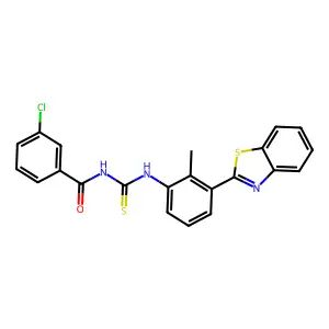 N-[[3-(1,3-benzothiazol-2-yl)-2-methylphenyl]carbamothioyl]-3-chlorobenzamide structure