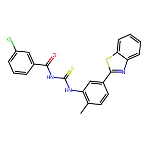 N-[[5-(1,3-benzothiazol-2-yl)-2-methylphenyl]carbamothioyl]-3-chlorobenzamide structure