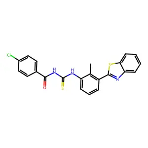 N-[[3-(1,3-benzothiazol-2-yl)-2-methylphenyl]carbamothioyl]-4-chlorobenzamide structure