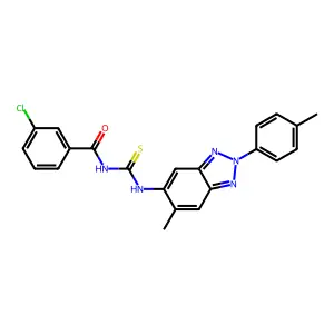 3-chloro-N-[[6-methyl-2-(4-methylphenyl)benzotriazol-5-yl]carbamothioyl]benzamide structure